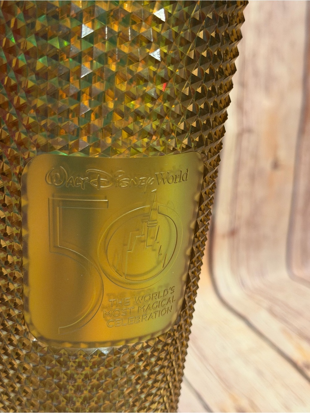 STARBUCKS WALT DISNEY WORLD 50th Anniversary Gold Studded with Straw